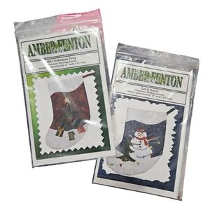 2 Amber Fenton Christmas Stocking Patterns "Oh Christmas Tree" & "Let It Snow"